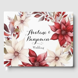 ポイン赤と白セチアリース水の色結婚の ゲストブック