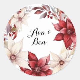 ポイン赤と白セチアリース水の色結婚の ラウンドシール