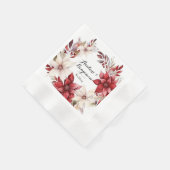 ポイン赤と白セチアリース水の色結婚の 縁ありカクテルナプキン (角)