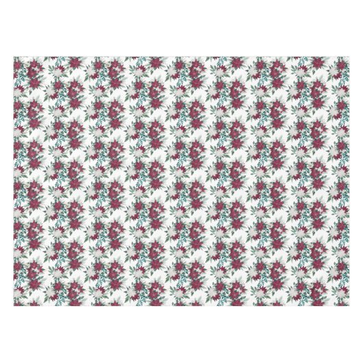 ポイン赤と白セチア花束パターン テーブルクロス (正面(横))