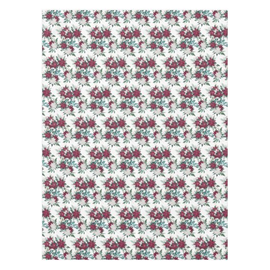 ポイン赤と白セチア花束パターン テーブルクロス (正面)