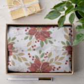 ポイン赤と白セチア&金ゴールドグリッタークリスマス 薄葉紙 (ギフト)