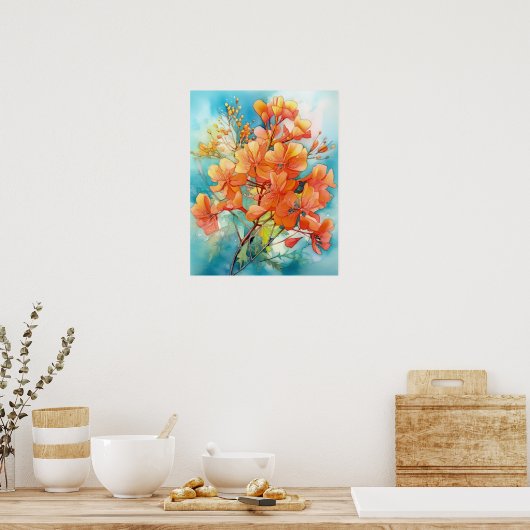 ポイ王室のンシアナブーケ水彩色 ポスター (キッチン)