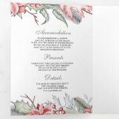 ポイ素朴ンセチア・クリスマス・キャンドルQRコー結婚ド 三つ折り招待状 (内部最初)