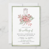 ポイ素朴ンセチア・クリスマス・キャンドルQRコー結婚ド 招待状 (正面)