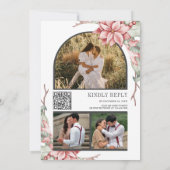 ポイ素朴ンセチア・クリスマス・キャンドルQRコー結婚ド 招待状 (裏面)