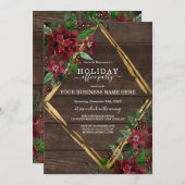 ポイ素朴ンセッティアフローラウッドホ企業のリデイ 招待状 (正面/裏面)