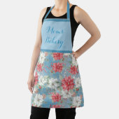 ポイ赤と白ンセッティアズオンスカイブルーパーソナライズされた エプロン (インサイチュ)