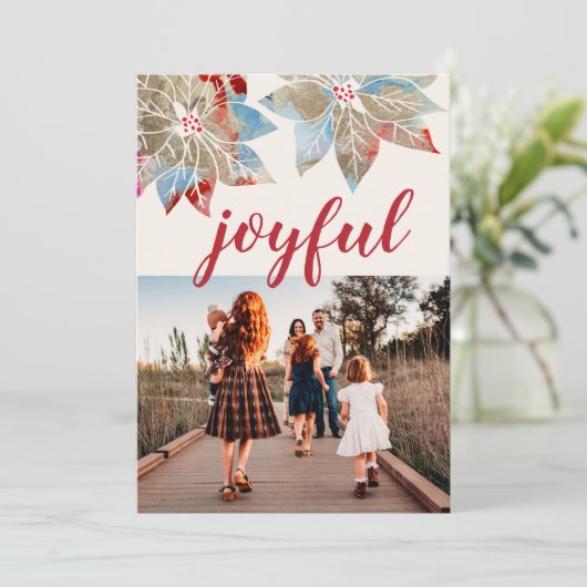 ポイ鮮やかンセチアのクリスマスフォトカード シーズンカード (スタンド正面)