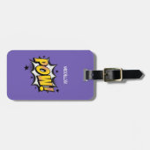 ポウおもしろいポップ・アートのアート漫画スタイルタイポグラフィ吹き出し ラゲッジタグ (正面横)