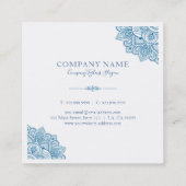 ポウエダーブルー華美トライバルマンダルコーナーフレーム スクエア名刺 (裏面)