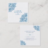 ポウエダーブルー華美トライバルマンダルコーナーフレーム スクエア名刺 (正面/裏面)