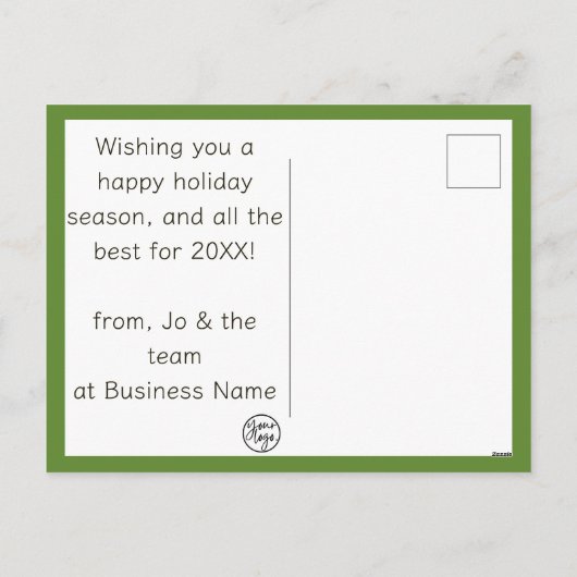 ポウツカワのクリスマスフラワーホリデー会社のロゴ シーズンポストカード (裏面)