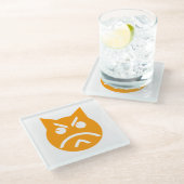 ポウティングする絵文字 ガラスコースター (アングル)