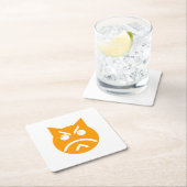 ポウティングする絵文字 スクエアペーパーコースター (インサイチュ)