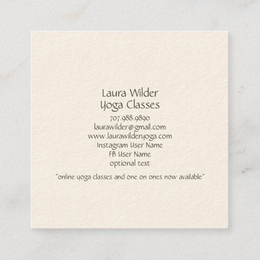 ポウドフォトヨガ先生インストラクター スクエア名刺 (裏面)