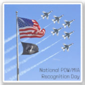 ポウミア国旗、米国国旗と雷鳥 シール (正面)