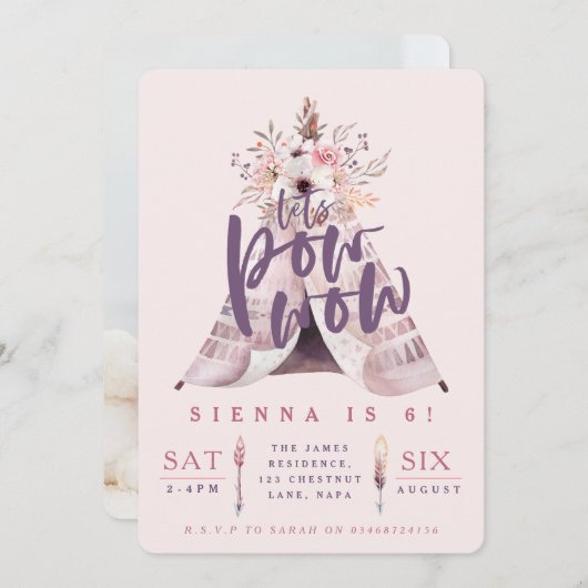 ポウワウテペ誕生日パーティー写真招待状 招待状 (正面/裏面)