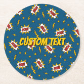 ポウ漫画効果音パターン ラウンドペーパーコースター (正面)