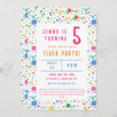 ポカドッカラフルトフィバーパーティー誕生日招待状 招待状 (正面/裏面)