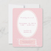 ポカドットピンク写真ベビーガールシャワーのお知らせ 招待状 (裏面)
