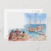 ポカホンタスイラストレーションとその父親 ポストカード (正面/裏面)