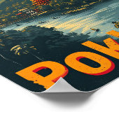 ポカラネパールヴィンテージアートトラベルイラストレーション ポスター (角)