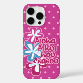 ポキハワイアンアロハハイビスカス水玉模様ピンク iPhone 16 PROケース