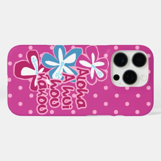 ポキハワイアンアロハハイビスカス水玉模様ピンク Case-Mate iPhoneケース (裏面 (横))