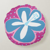 ポキハワイアンアロハハイビスカス水玉模様リバーシブル ラウンドクッション (裏面)