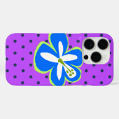 ポキハワイアンカットアウトハイビスカス水玉模様バイオレット Case-Mate iPhoneケース (裏面 (横))