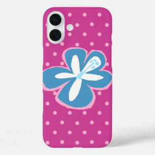 ポキハワイアンカットアウトハイビスカス水玉模様ピンク iPhone 16 PLUSケース