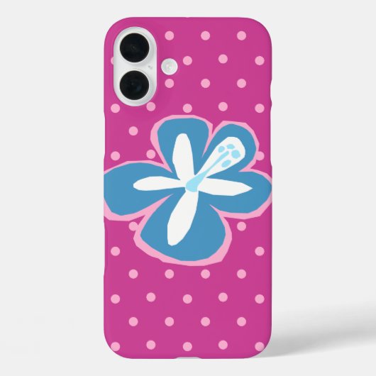 ポキハワイアンカットアウトハイビスカス水玉模様ピンク Case-Mate iPhoneケース (裏面)