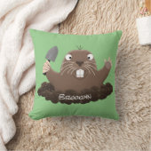 ポケおもしろいットゴッパー掘り漫画イラストレーション クッション (ブランケット)