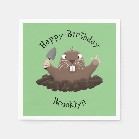 ポケおもしろいットゴッパー掘り漫画イラストレーション スタンダードカクテルナプキン (正面)