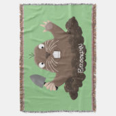 ポケおもしろいットゴッパー掘り漫画イラストレーション スローブランケット (正面縦)