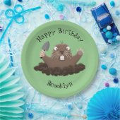 ポケおもしろいットゴッパー掘り漫画イラストレーション ペーパープレート (パーティー)