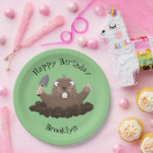 ポケおもしろいットゴッパー掘り漫画イラストレーション ペーパープレート (パーティー)