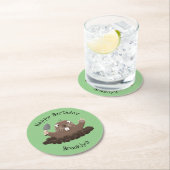 ポケおもしろいットゴッパー掘り漫画イラストレーション ラウンドペーパーコースター (インサイチュ)