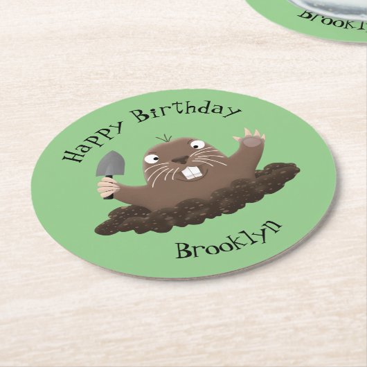 ポケおもしろいットゴッパー掘り漫画イラストレーション ラウンドペーパーコースター (アングル)