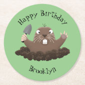 ポケおもしろいットゴッパー掘り漫画イラストレーション ラウンドペーパーコースター (正面)