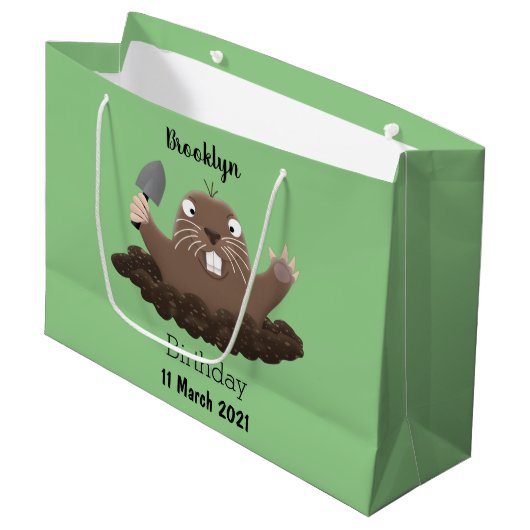 ポケおもしろいットゴッパー掘り漫画イラストレーション ラージペーパーバッグ (正面アングル)