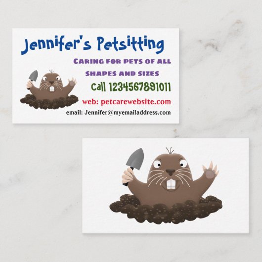 ポケおもしろいットゴッパー掘り漫画イラストレーション 名刺 (正面/裏面)