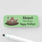 ポケおもしろいットゴッパー掘り漫画イラストレーション 名札 (インサイチュ)