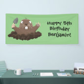 ポケおもしろいットゴッパー掘り漫画イラストレーション 横断幕 (トレードショー)