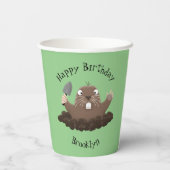 ポケおもしろいットゴッパー掘り漫画イラストレーション 紙コップ (裏面)