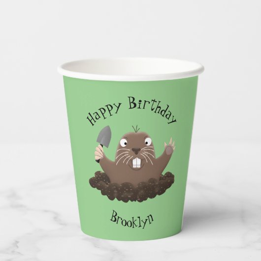 ポケおもしろいットゴッパー掘り漫画イラストレーション 紙コップ (裏面)