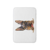 ポケッおもしろいトの犬の子犬の愛犬家ヨークシャー バスマット (正面縦)