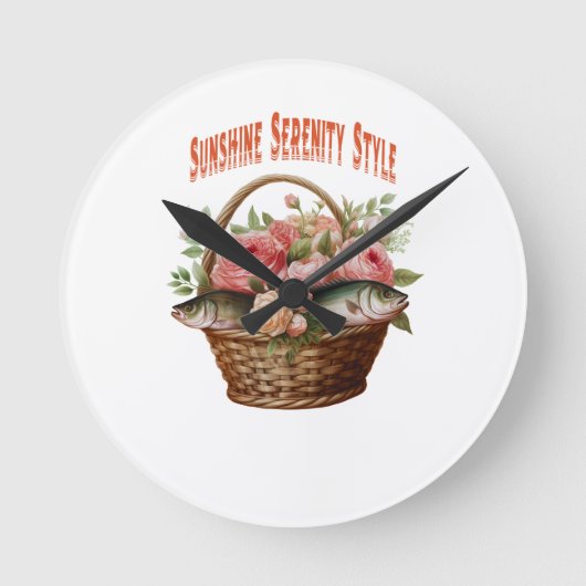 🌸ポケットいっぱいの夏の水疱🐠 ラウンド壁時計 (正面)