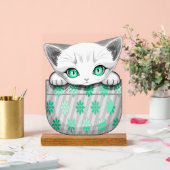 ポケットからよくはしゃぐかわいい猫 アクリルサイン (ウェディング)